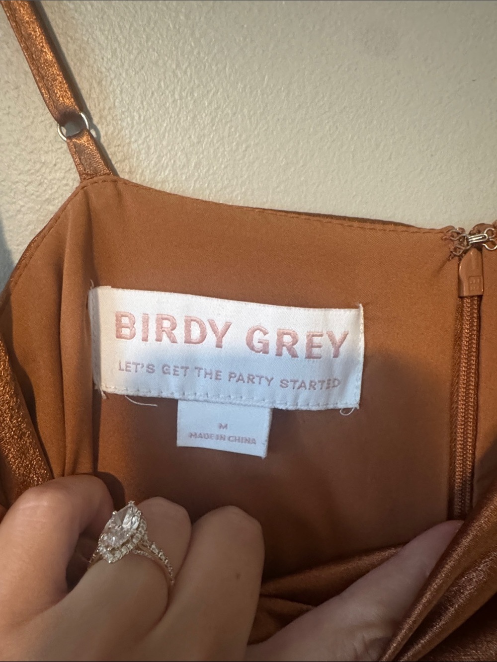 Birdy Grey Lydia Dress in Shiny Satin Rust - Picture 5 of 8